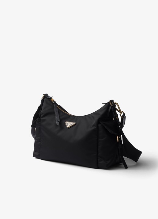 Prada Explore Re-Nylon Large schoudertas met leren details - detail 2 zwart