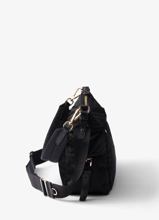 Prada Explore Re-Nylon Large schoudertas met leren details - detail 3 zwart