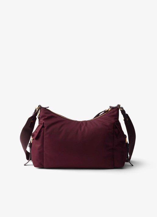 Prada Explore Re-Nylon Large schoudertas met leren details - achterkant 3 bordeauxrood