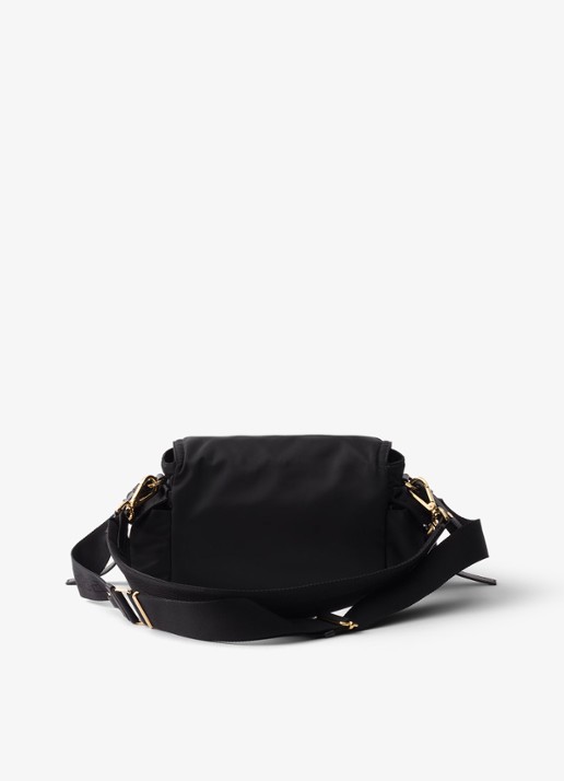 Prada Explore Re-Nylon Medium schoudertas met leren details - achterkant zwart