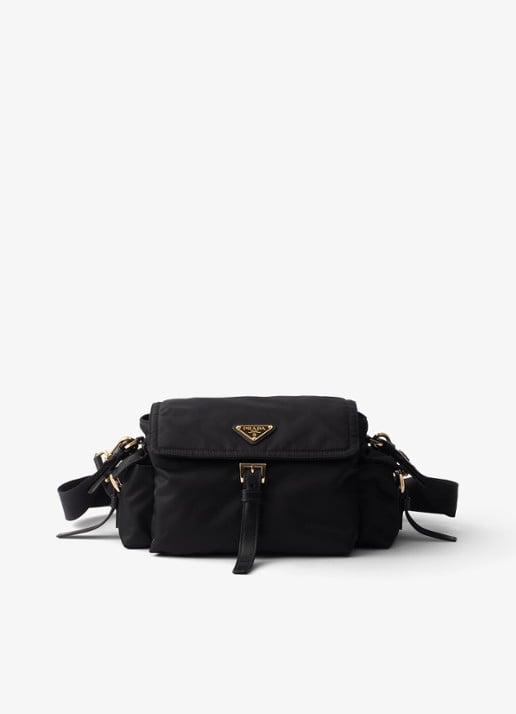 Prada Explore Re-Nylon Medium schoudertas met leren details