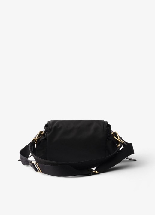 Prada Explore Re-Nylon Medium schoudertas met leren details - achterkant 3 diepzwart