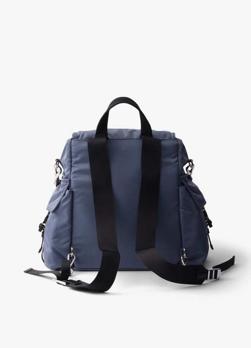 Prada Explore Re-Nylon rugzak met leren details - achterkant 7 blauw