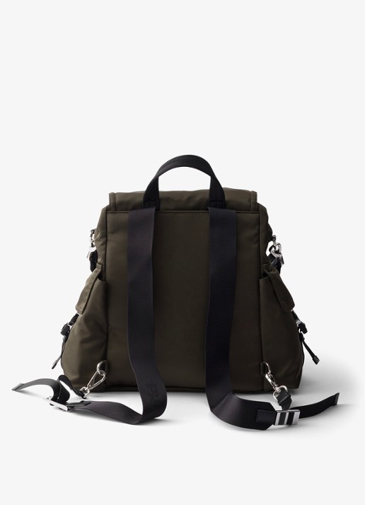 Prada Explore Re-Nylon rugzak met leren details - achterkant 7 legergroen