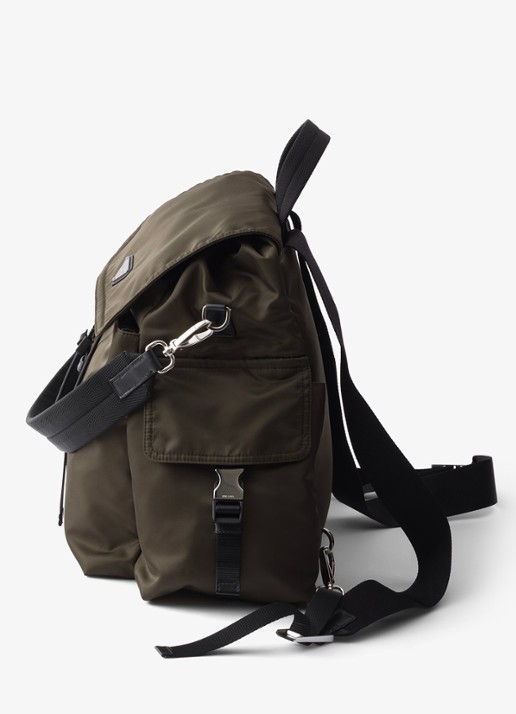 Prada Explore Re-Nylon rugzak met leren details - detail 3 legergroen