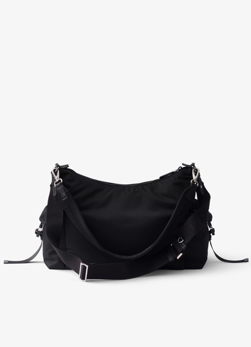 Prada Explore Re-Nylon schoudertas met leren details - achterkant 7 zwart
