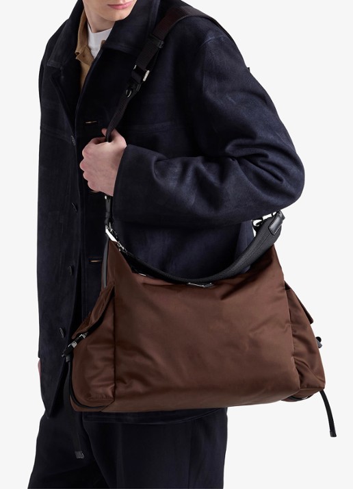 Prada Explore Re-Nylon schoudertas met leren details - voorkant 6 bruin