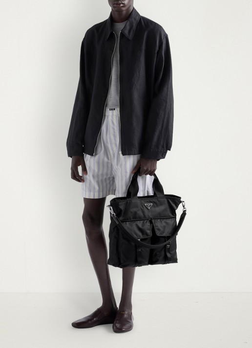Prada Explore Re-Nylon schoudertas met leren details - detail 6 zwart