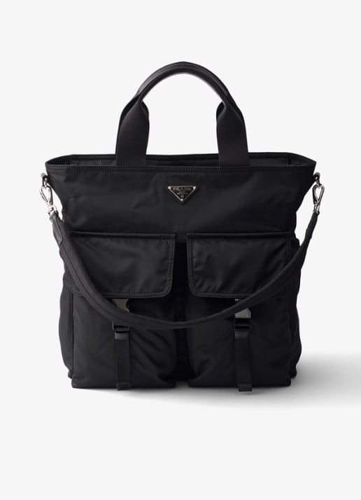 Prada Explore Re-Nylon schoudertas met leren details - voorkant zwart
