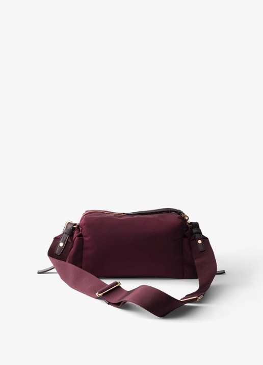 Prada Explore Re-Nylon Small schoudertas met leren details - achterkant 6 donkerrood