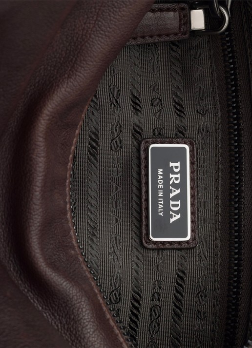 Prada Explore schoudertas van leer - detail bruin