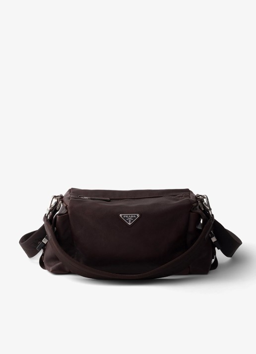 Prada Explore schoudertas van leer - voorkant 5 bruin