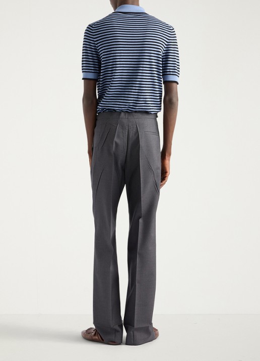 Prada Fijngebreide regular fit polo met streepprint en logoborduring - achterkant 5 blauw