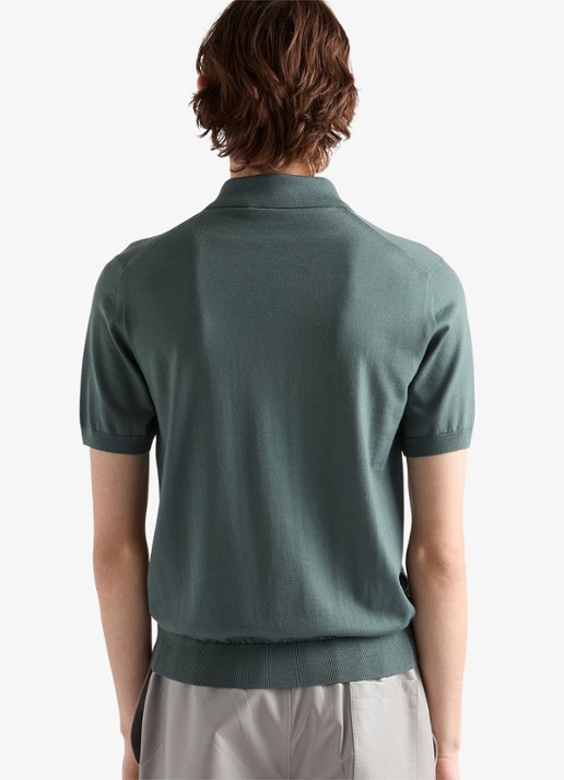Prada Fijngebreide regular fit polo van wol - achterkant 6 green