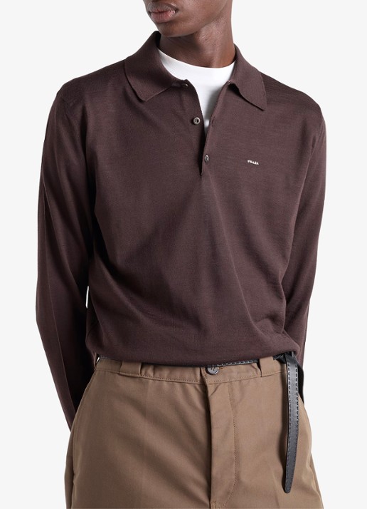 Prada Fijngebreide slim fit polo van scheerwol