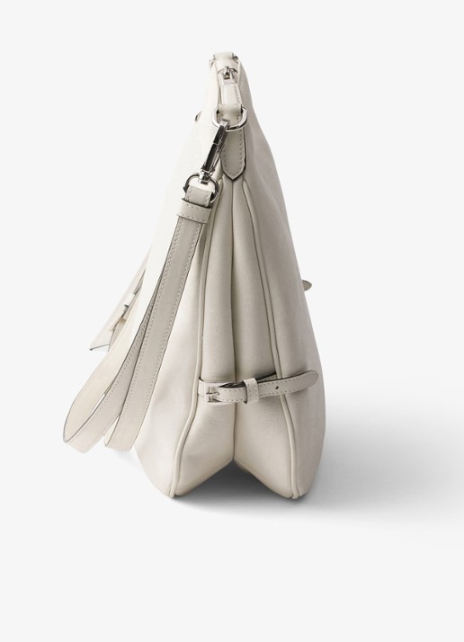 Prada Fold Large schoudertas van kalfsleer - detail 4 gebroken wit