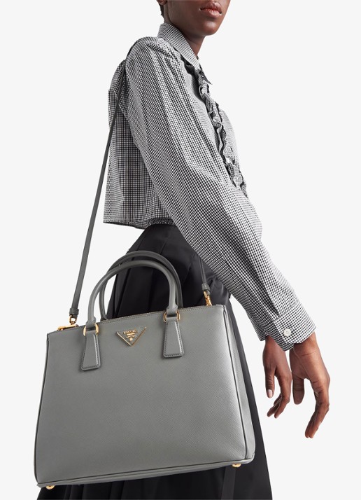 Prada Galleria Large handtas van leer - voorkant 3 grijs