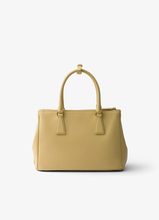 Prada Galleria Medium handtas van kalfsleer - achterkant vanillegeel
