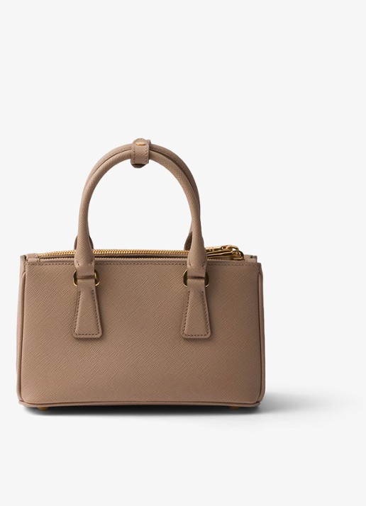Prada Galleria Mini handtas van kalfsleer - achterkant 3 lichtbruin