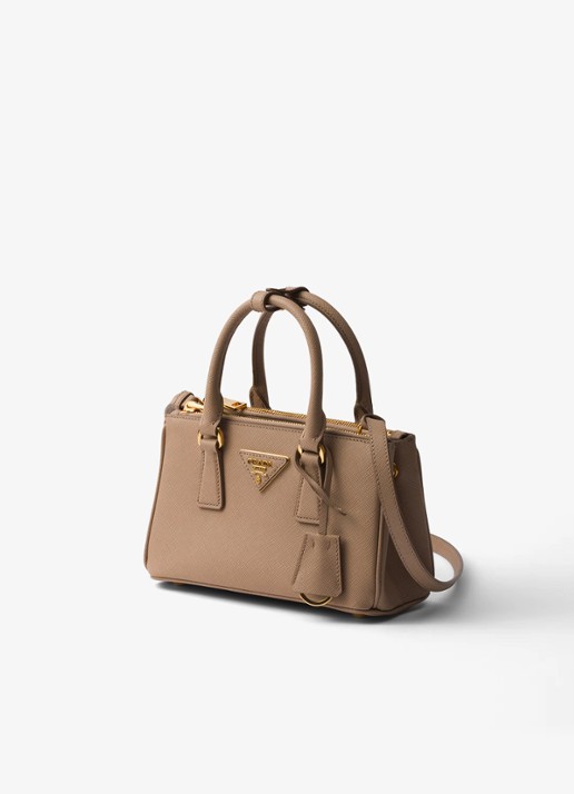Prada Galleria Mini handtas van kalfsleer - voorkant 2 lichtbruin