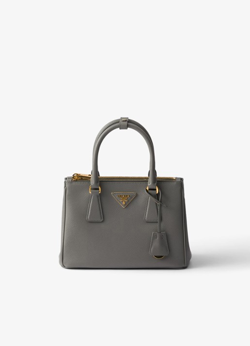 Prada Galleria Small handtas van kalfsleer - voorkant 3 donkergrijs
