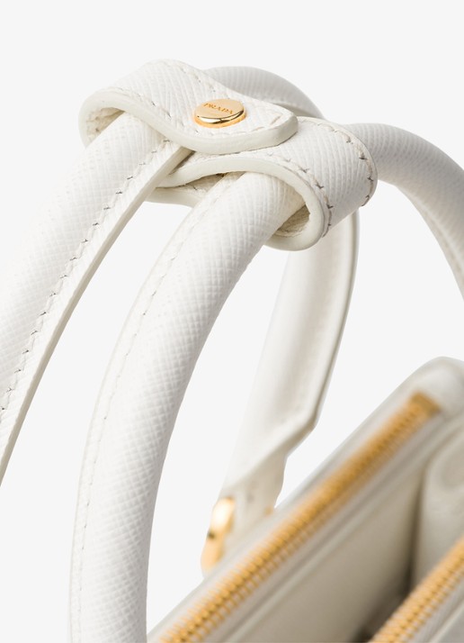 Prada Galleria Small handtas van kalfsleer - detail wit