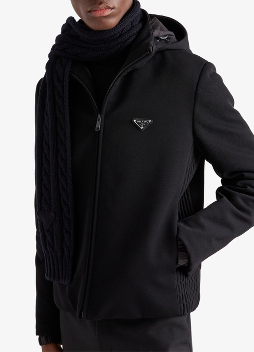 Prada Gewatteerd jack in scheerwolblend met afneembare capuchon - detail 3 zwart