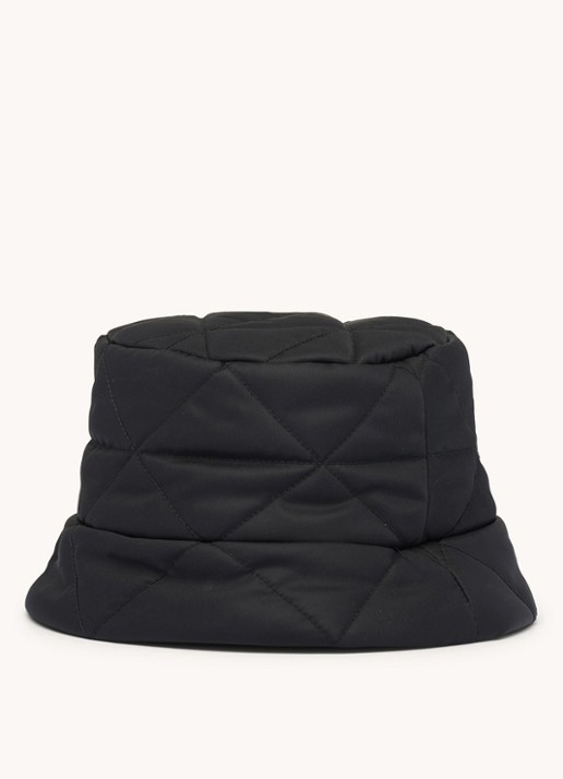 Prada Gewatteerde bucket hoed met logo - achterkant zwart