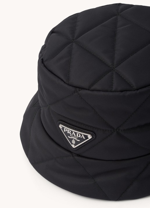 Prada Gewatteerde bucket hoed met logo - detail 2 zwart