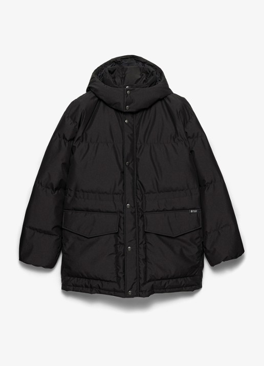 Prada Gewatteerde parka met donsvulling en klepzakken - voorkant 4 zwart
