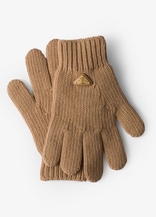 Prada Grofgebreide handschoenen in kasjmierblend met logo