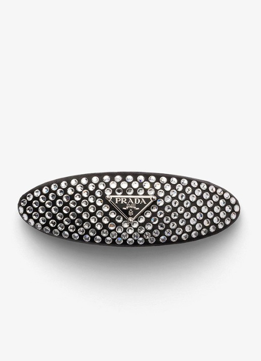 Prada Haarclip met logo en studs