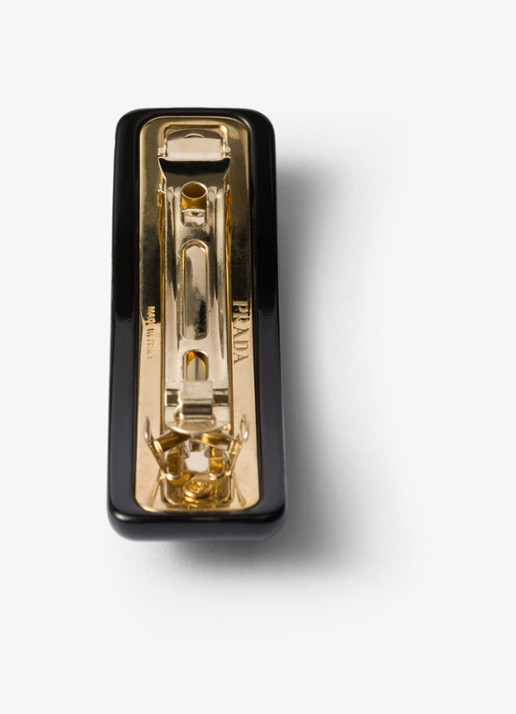 Prada Haarclip met logo - achterkant 2 zwart