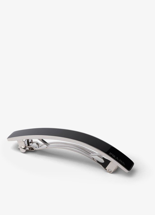 Prada Haarclip met logo - detail zwart