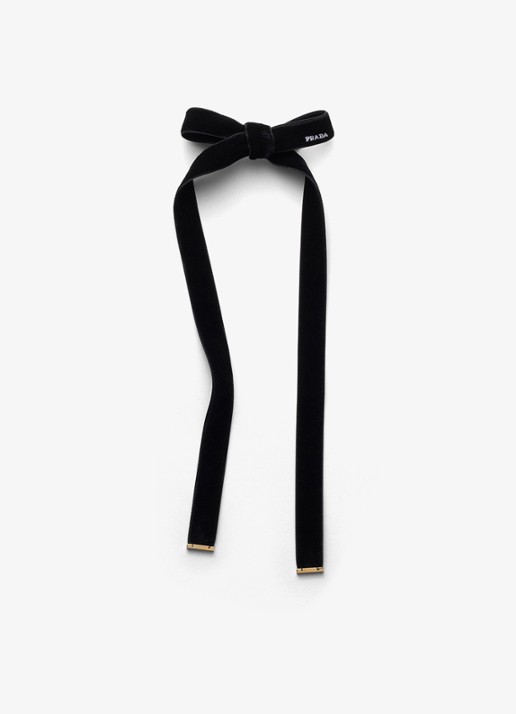 Prada Haarclip van fluweel met logo