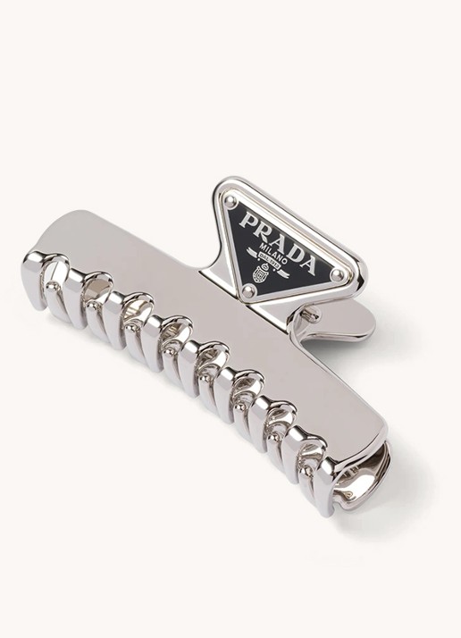 Prada Haarklem met logo - voorkant 2 zilver