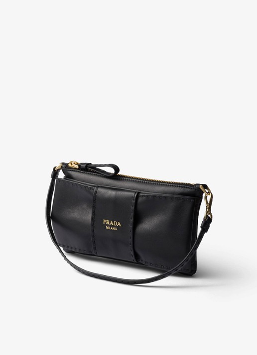 Prada Handtas van lamsleer - detail 2 zwart