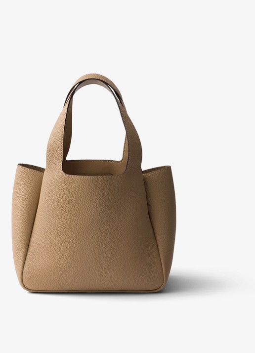 Prada Handtas van leer met logo - achterkant 6 beige