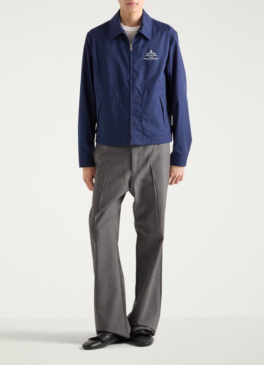 Prada Jack met logo en steekzakken - voorkant 3 donkerblauw