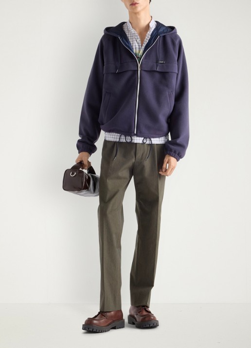 Prada Jack met steekzakken en capuchon - voorkant 2 donkerblauw
