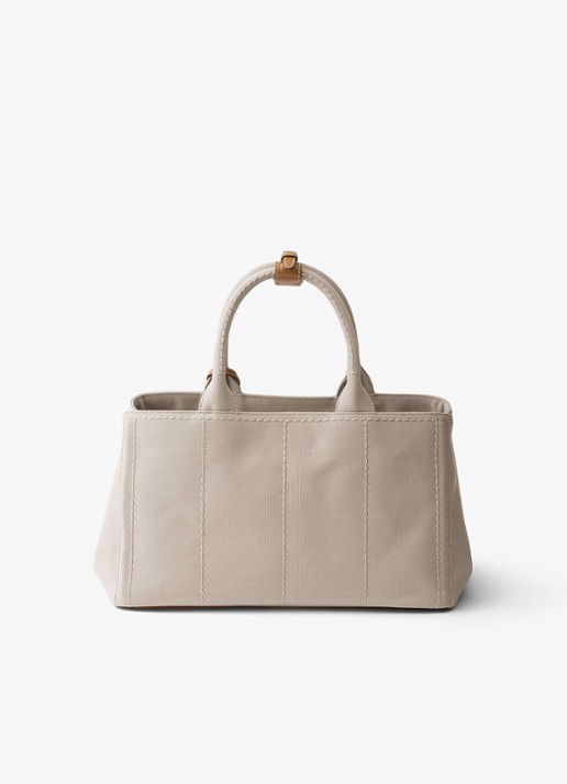 Prada Jardinière Large handtas met logoborduring - achterkant beige