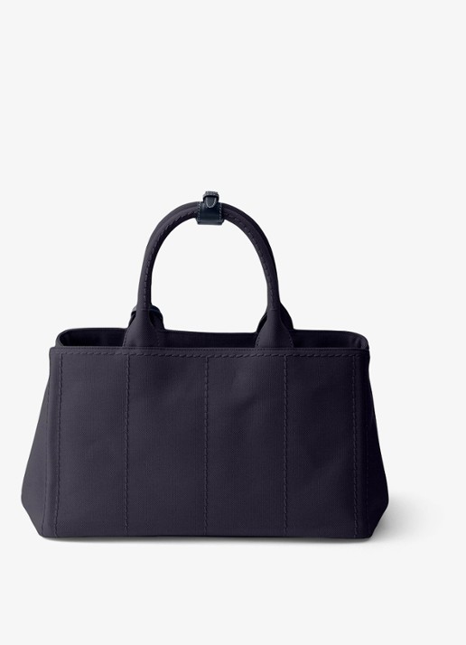Prada Jardinière Large handtas met logoborduring - achterkant 4 donkerblauw