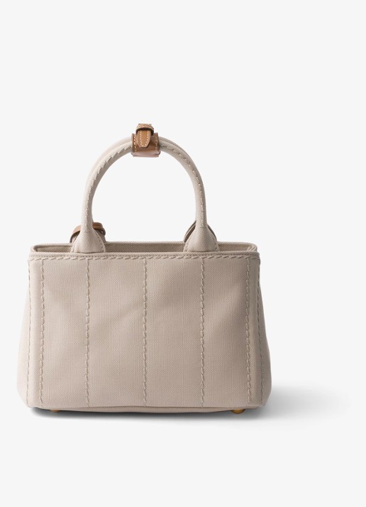 Prada Jardinière Mini handtas met leren details en logo - achterkant 3 beige