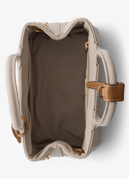 Prada Jardinière Mini handtas met leren details en logo - detail 5 beige
