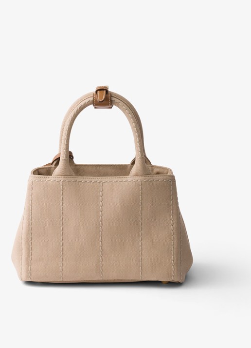 Prada Jardinière Mini handtas met leren details en logo - achterkant 5 gebroken wit