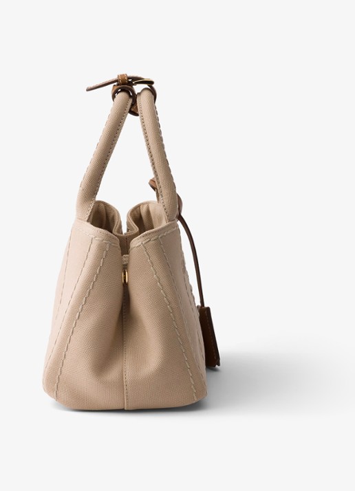 Prada Jardinière Mini handtas met leren details en logo - detail gebroken wit