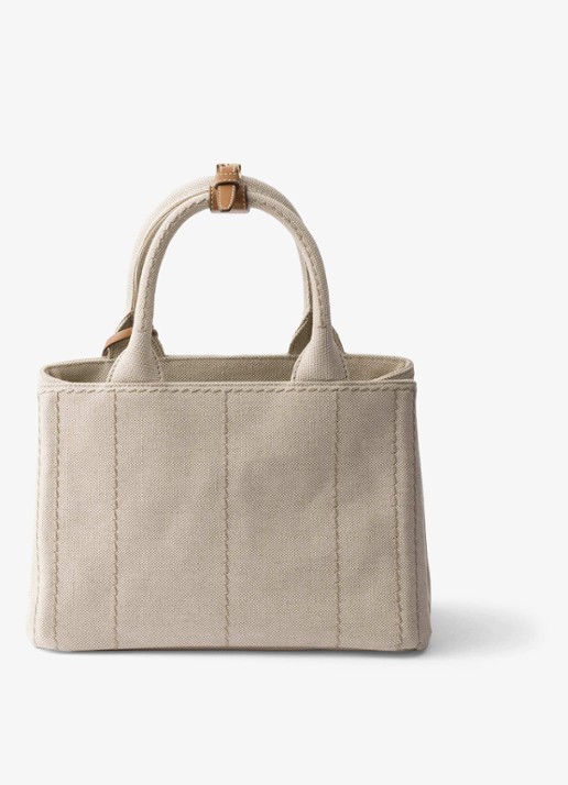 Prada Jardinière Small handtas met leren details en logo - achterkant beige