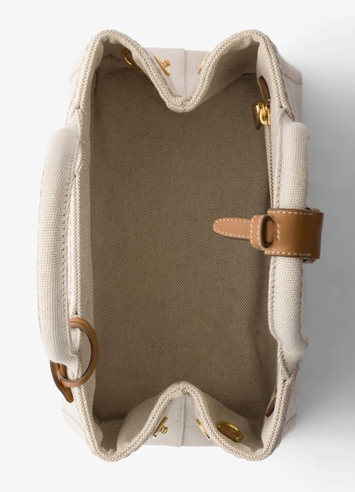 Prada Jardinière Small handtas met leren details en logo - detail 4 beige