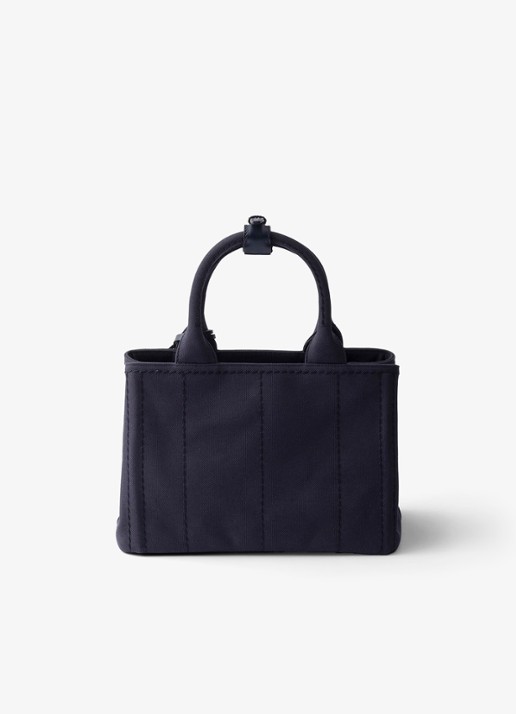 Prada Jardinière Small handtas met leren details en logo - achterkant 6 donkerblauw