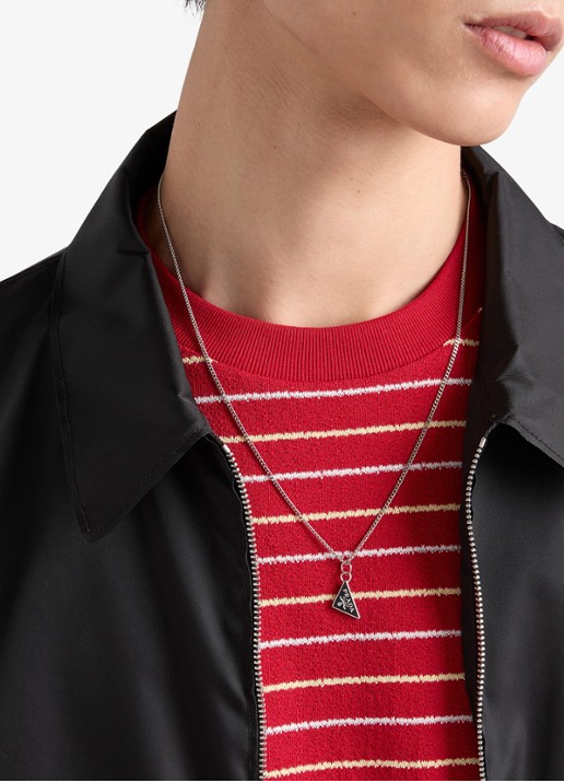 Prada Ketting met hanger - voorkant 2 zilver